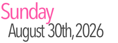 Sunday Activities August 30th, 2026